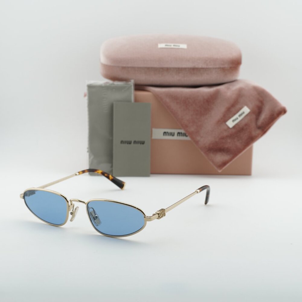 Miu Miu MUA52S ZVN60O Cat Eye Sunglasses - Gold/Blue